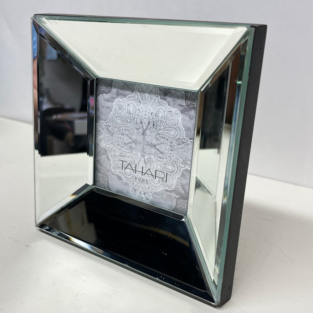 Tahari Home Mirrored Beveled Glass Photo Frame